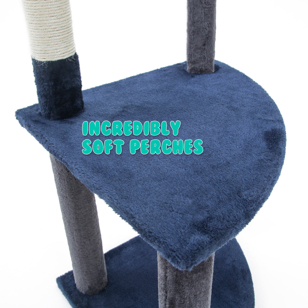 This Paw Mate cat play tree is the perfect solution to offer your feline a fun way to exercise, rest and scratch their nails! The tree has many different attractions for your cat so it will sure enjoy this amazing cat tree. The tree suits many different breeds so it is very versatile and also made using top quality materials for comfort and safety of your loved pet! - BLUE