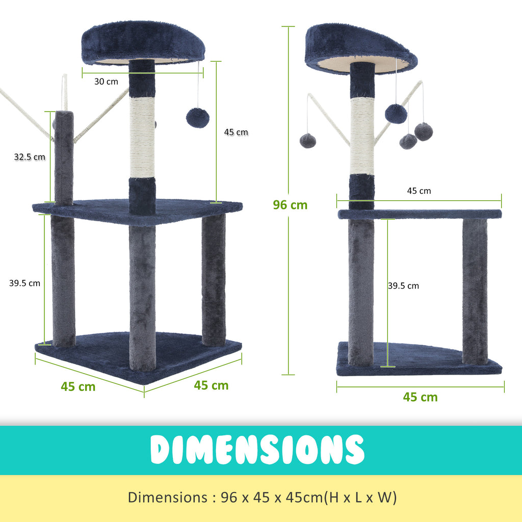 This Paw Mate cat play tree is the perfect solution to offer your feline a fun way to exercise, rest and scratch their nails! The tree has many different attractions for your cat so it will sure enjoy this amazing cat tree. The tree suits many different breeds so it is very versatile and also made using top quality materials for comfort and safety of your loved pet! - BLUE