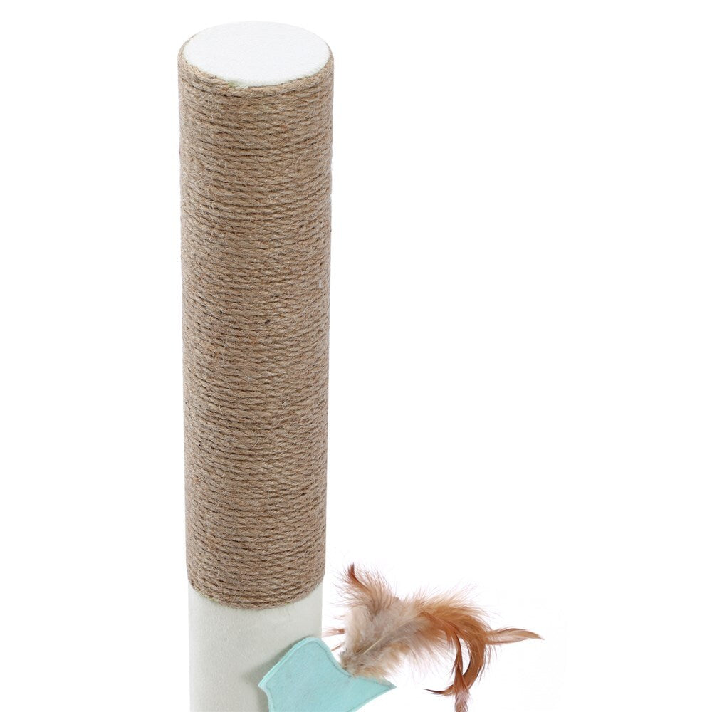 89 cm Cat Kitten Single Scratching Post with Toy  Support positive scratching behaviour with our Catsby Heidelberg Tower. Keep your cat entertained and occupied with this fun indoor activity. Our design is easy to assemble, and features high quality plush covering, natural sisal wrap, and two attached toys filled with catnip for interactive fun, all ideal for deterring your pet from scratching any furniture.