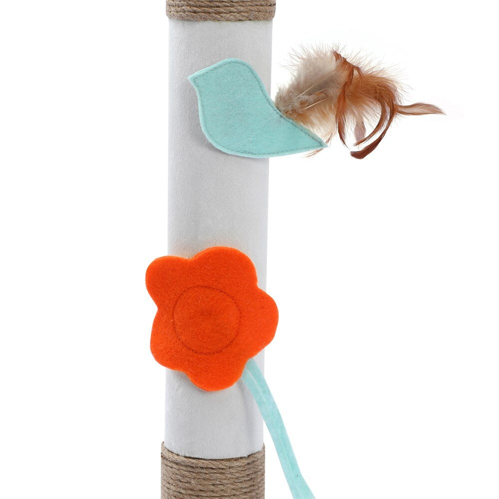 89 cm Cat Kitten Single Scratching Post with Toy  Support positive scratching behaviour with our Catsby Heidelberg Tower. Keep your cat entertained and occupied with this fun indoor activity. Our design is easy to assemble, and features high quality plush covering, natural sisal wrap, and two attached toys filled with catnip for interactive fun, all ideal for deterring your pet from scratching any furniture.