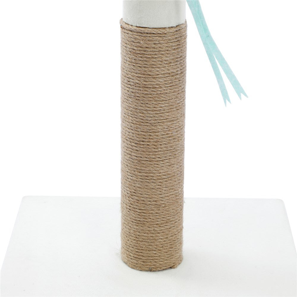 89 cm Cat Kitten Single Scratching Post with Toy  Support positive scratching behaviour with our Catsby Heidelberg Tower. Keep your cat entertained and occupied with this fun indoor activity. Our design is easy to assemble, and features high quality plush covering, natural sisal wrap, and two attached toys filled with catnip for interactive fun, all ideal for deterring your pet from scratching any furniture.