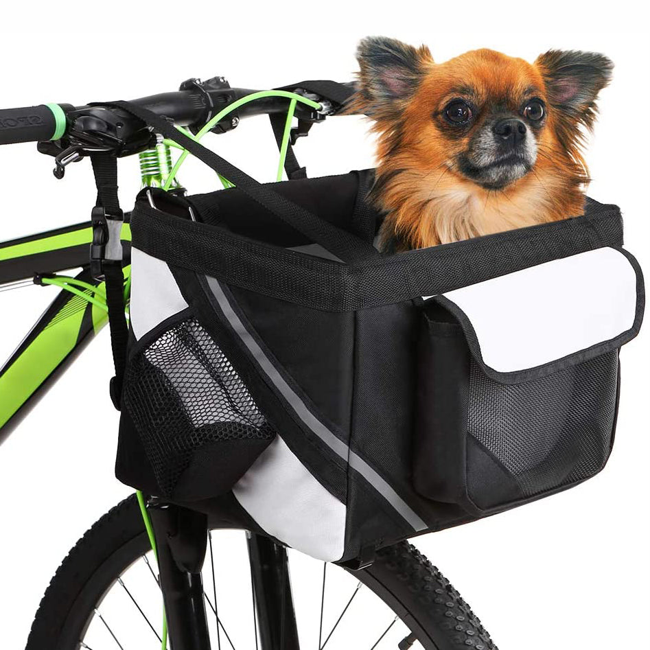 Ride with your pet!  With our pet bike basket bag, it is easy and fun to take your dog with you anywhere you go.