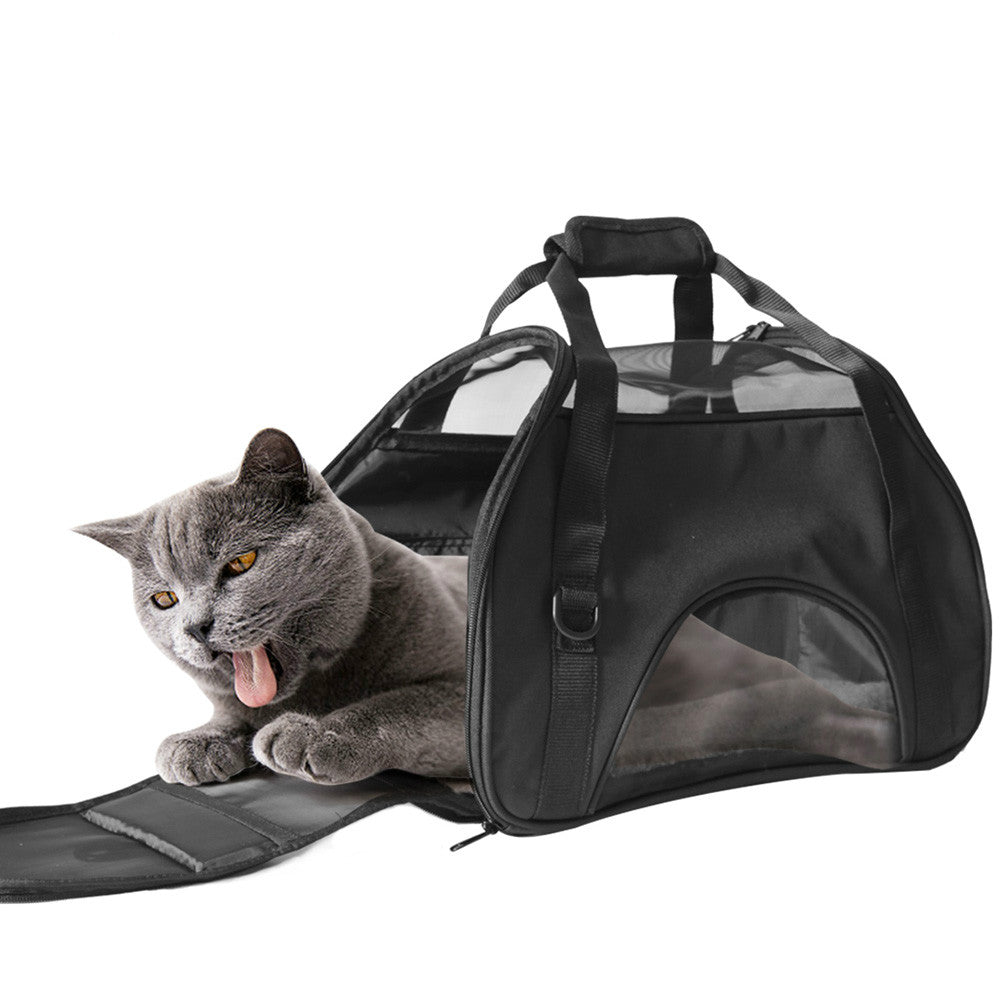 Keep your furry friend protected year-round with the Black Portable Pet Carrier Tote Travel Bag. In the summer, it shields your pet from harsh sunlight and pesky bugs, while in the winter, it provides warmth and comfort. Meant for cats and dogs, this carrier is both strong and stylish.