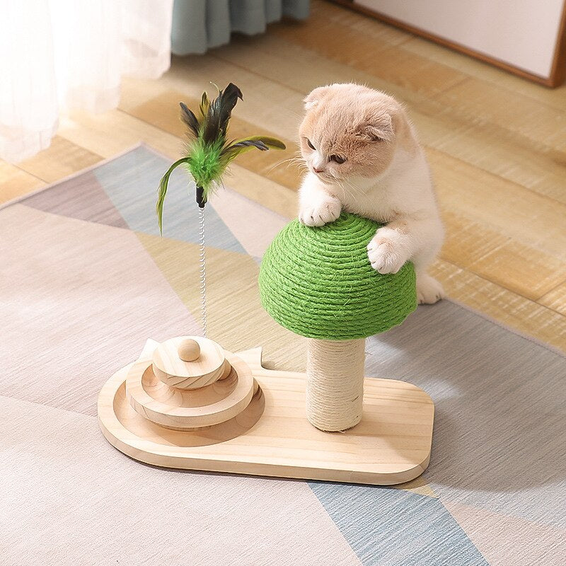 Pet Cat Tree Toys Cat Scratch Post Pet Furniture Scratching Post Cats Claw Scratcher Double Sisal Balls Cat Accessories